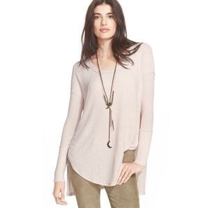 Free People Ventura Creamy Waffle Weave Thermal BOHO TUNIC SHIRT TOP sz M
